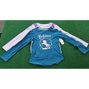 Wonder Nation Girls Unicorn Believe Fox Long Sleeve Shirts 2 Pack Size‎ M 7-8